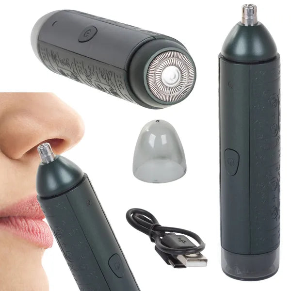 2az1-ben orr- és fültrimmer férfiaknak, USB-s, rozsdamentes penge