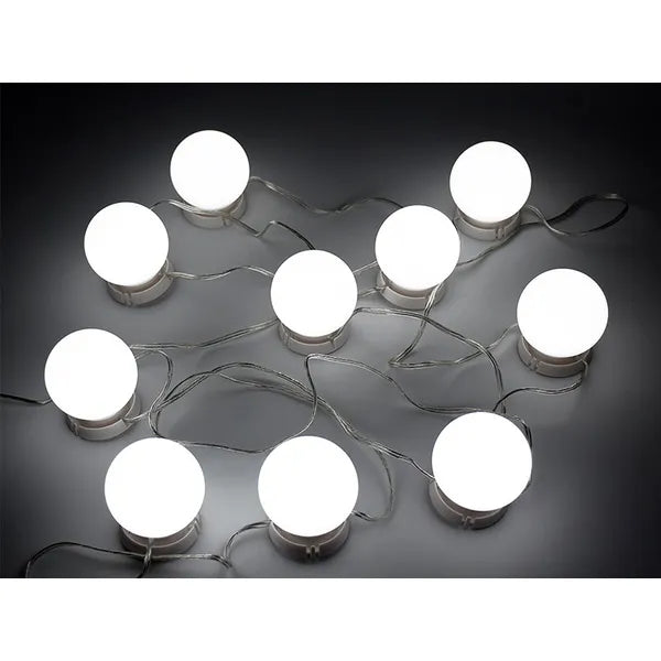 LED sminktükör világítás szett, 10 db izzó, USB, 3 színhő, 9 fényerő