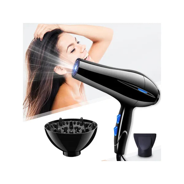 Ionizációs hajszárító diffúzorral, 1200 W, 3 hőfok, fekete