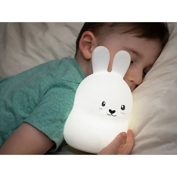 Szilikon nyuszi LED éjjeli fény RGB, érintés/távirányító, USB-tölthető