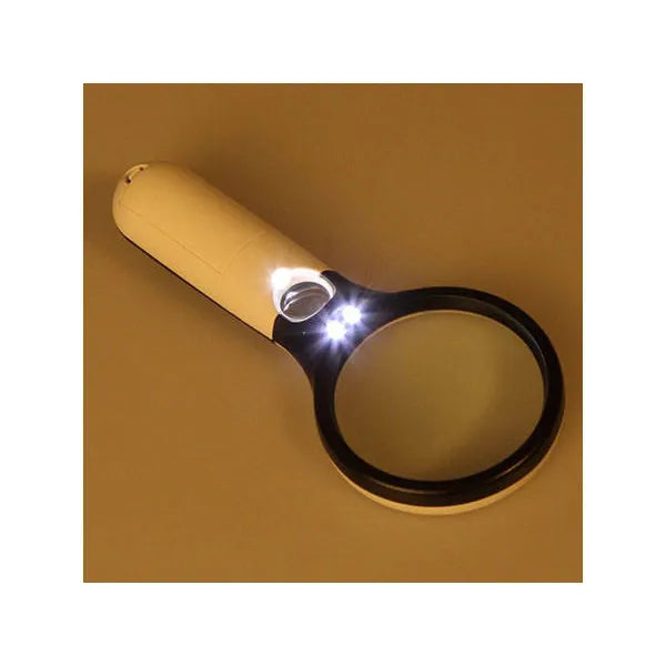 Kézi LED-es nagyító 3×/45×, 75 mm lencse, 3 beépített LED