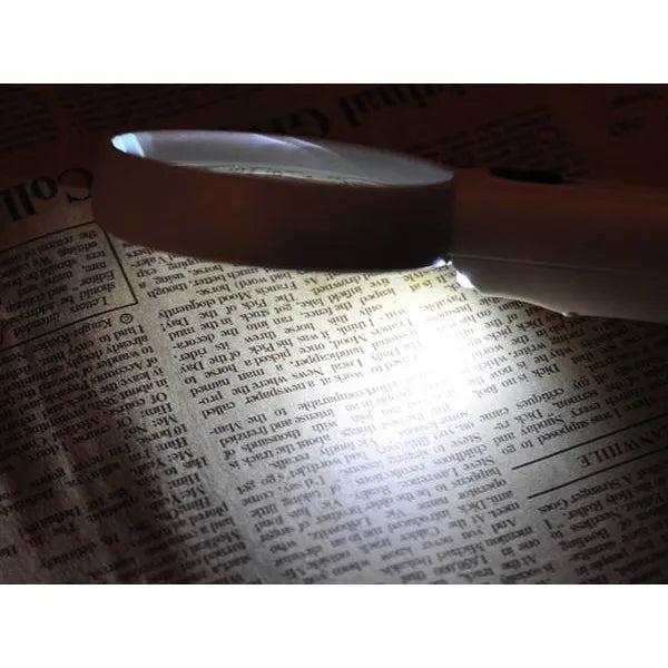 Kézi LED-es nagyító 3×, 75 mm lencsével, fehér
