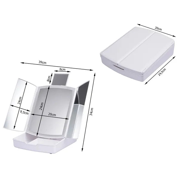 LED világítású kozmetikai sminktükör 5× nagyítással, USB/elemes, fehér