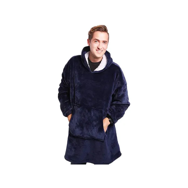 Világoskék oversize kapucnis polár takaró pulóver, uniszex, XXL