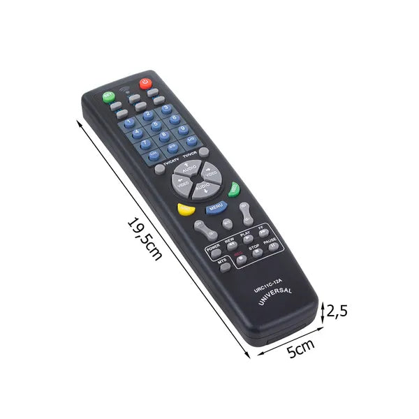 Univerzális távirányító TV-hez, DVD-hez, SAT-hoz – fekete, 2×AAA