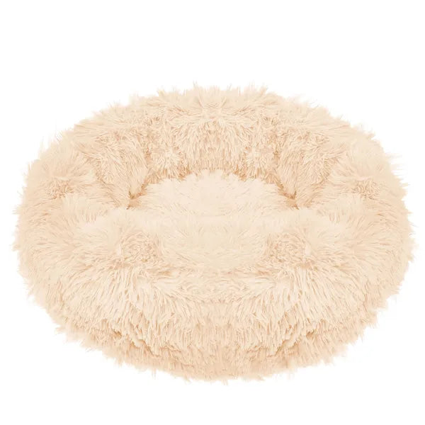 Kerek krémszínű kutyafekhely 90 cm, XL, poliészter, csúszásgátló