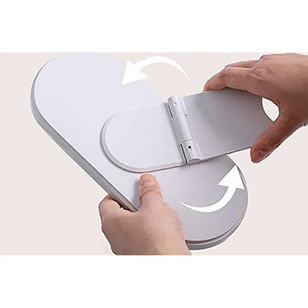 Fehér kozmetikai és ékszer rendező táska, USB-s LED tükrös, 24×11,5 cm