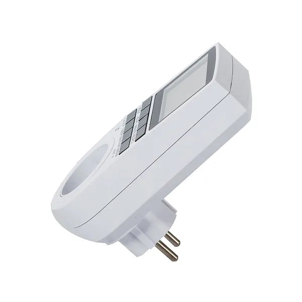 Digitális programozható konnektoros időzítő, LCD kijelző, 16A, 3680W, fehér