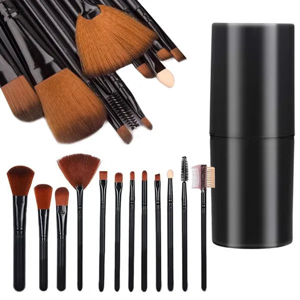 Profi szintetikus sminkecset készlet 12 db-os, tokban, 12–16 cm