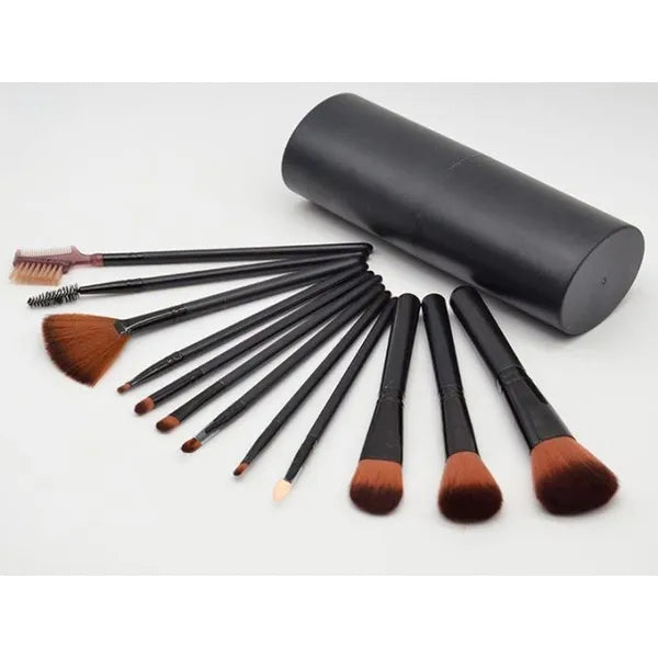 Profi szintetikus sminkecset készlet 12 db-os, tokban, 12–16 cm