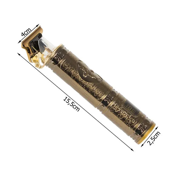 Arany vezeték nélküli szakáll- és hajvágó, USB töltés, 4 fésű, LED kijelző