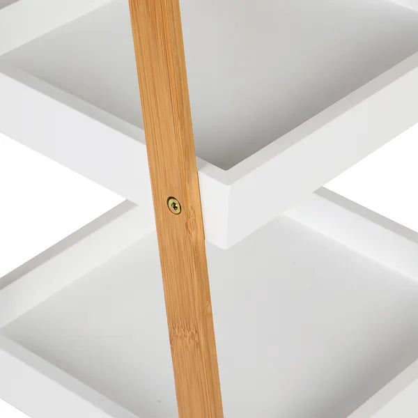 4 szintes álló könyvespolc bambusz vázzal, MDF polcok, 98 cm