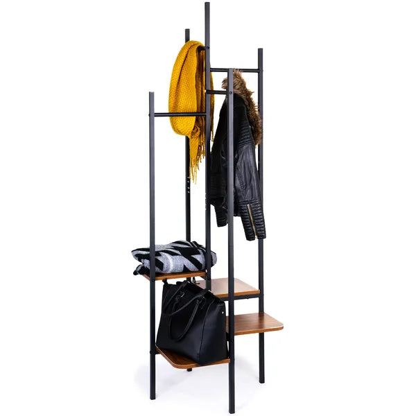 Álló ruhafogas 4 polccal, fémből, 4 keresztléccel, 176×55 cm, max 30 kg