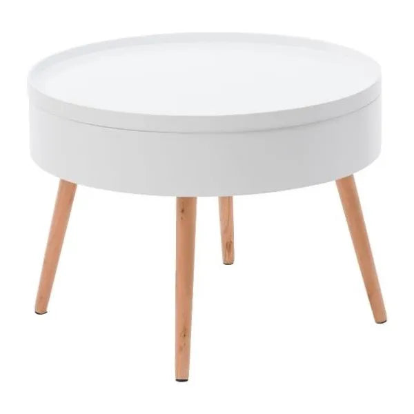 Kerek, levehető tálcás dohányzóasztal tárolóval, 60 cm