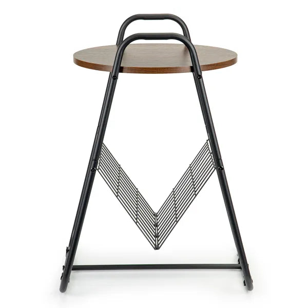Loft éjjeliszekrény/dohányzóasztal, fém váz, MDF lap, újságtartó, 39,5×47×64 cm