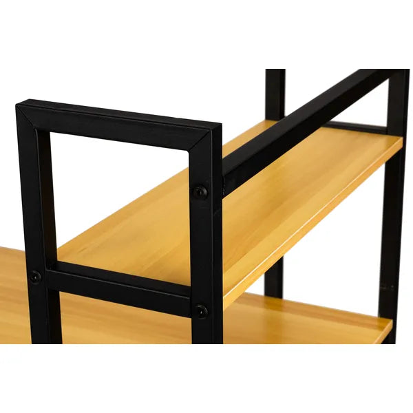 Loft stílusú íróasztal 6 polccal, világos tölgy, 120×54 cm