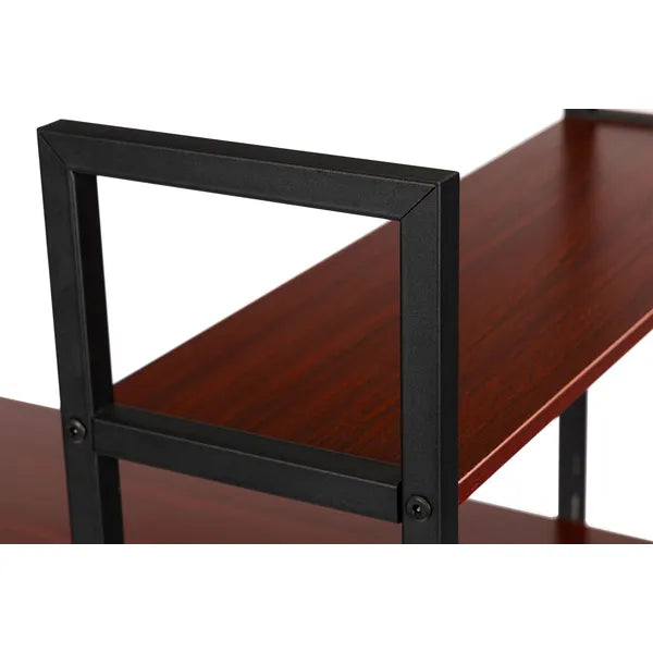Loft stílusú fa–fém számítógépasztal, 120×64 cm, 4 polccal