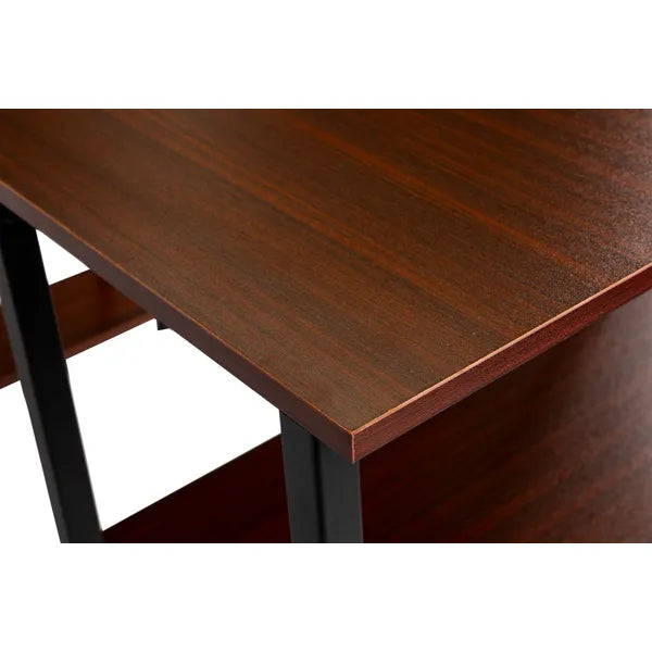 Loft stílusú számítógépasztal 120×54 cm, 6 polc, világos tölgy/fekete