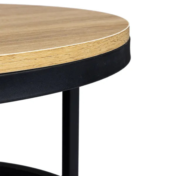 60 cm-es kerek loft dohányzóasztal fém vázzal, laminált forgácslap