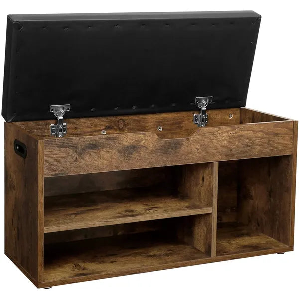Loft cipősszekrény párnázott ülőrésszel, 3 polccal, 80×30×44 cm, 150 kg