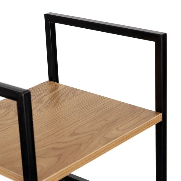 Loft stílusú 5 polcos fa-MDF könyvespolc fém vázzal, 144,5 cm