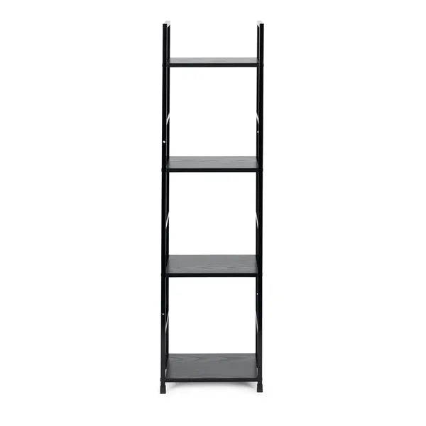 LOFT stílusú 4 szintes fa könyvespolc fekete fém vázzal, 112×29×23,5 cm