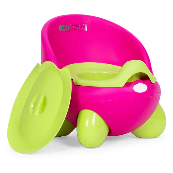 Ecotoys gyermek bili, csúszásmentes, kivehető tartály, rózsaszín-zöld