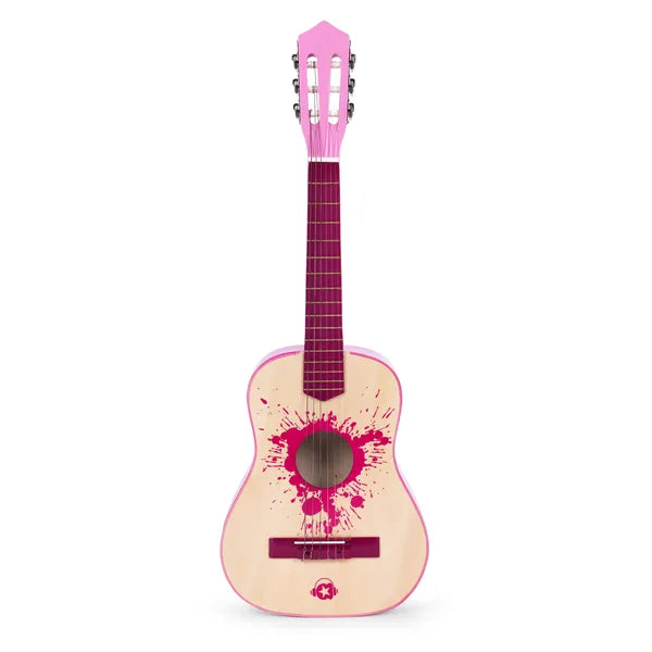 Ecotoys gyermek gitár rózsaszín - 6 húr, fa, 3+ év