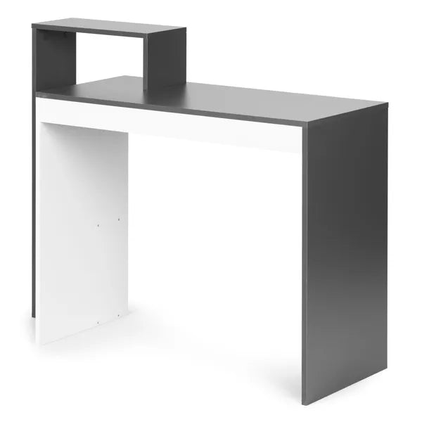 Fehér-szürke íróasztal 4 polccal, 110x40x92 cm