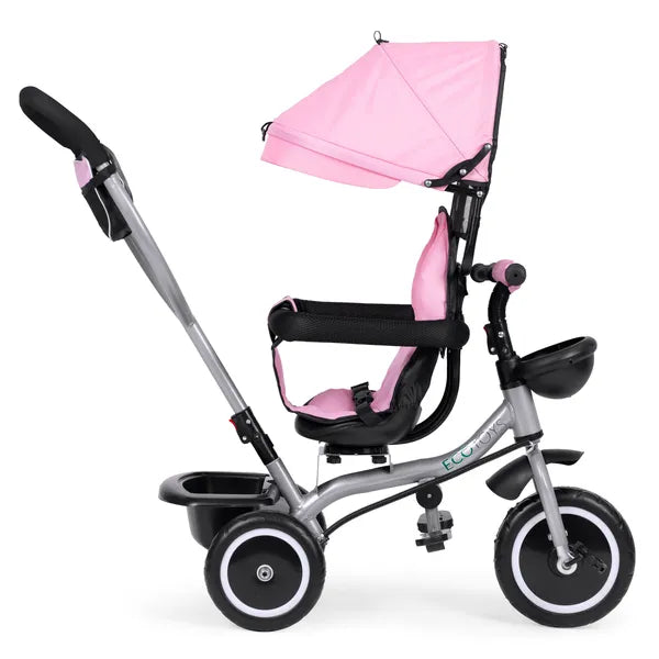 Ecotoys 2in1 tricikli babakocsi, forgatható ülés, rózsaszín