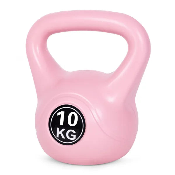 Rózsaszín ModernHome kettlebell 10 kg, műanyag borítás, ergonomikus markolat