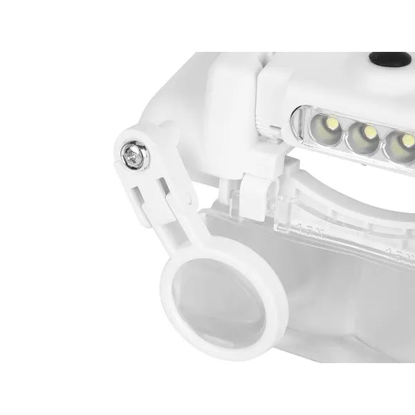 Fejpántos nagyító 3 LED-del, 1.5x–8x lencsékkel, állítható pánttal