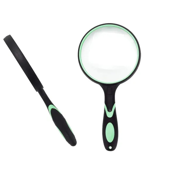 Nagyító üveglencsével, 75 mm átmérő, 3× nagyítás, fekete-zöld