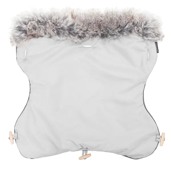Szürke, bélelt víz- és szélálló kézmelegítő babakocsihoz 45 cm