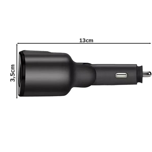 Autós szivargyújtó elosztó, 2 aljzat + 2 USB (3.1A), 12/24 V, 100 W
