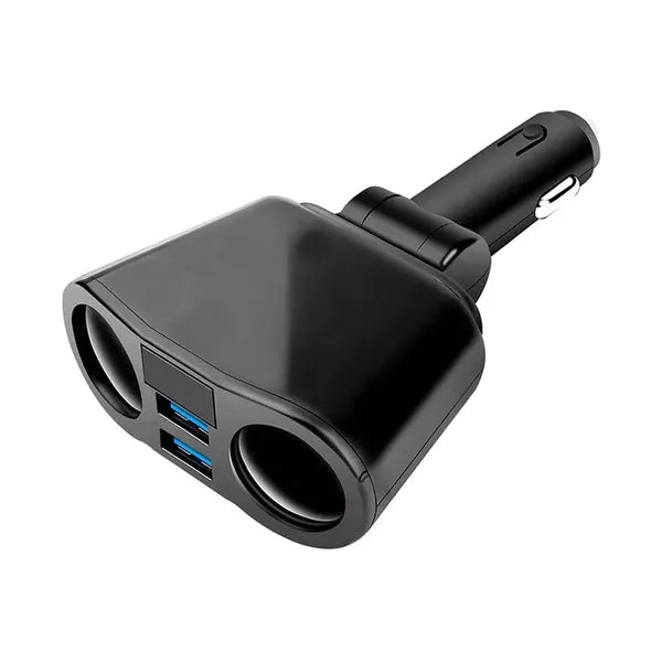 Autós szivargyújtó elosztó, 2 aljzat + 2 USB (3.1A), 12/24 V, 100 W
