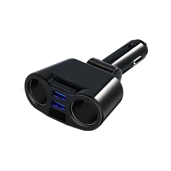 Autós szivargyújtó elosztó, 2 aljzat + 2 USB (3.1A), 12/24 V, 100 W