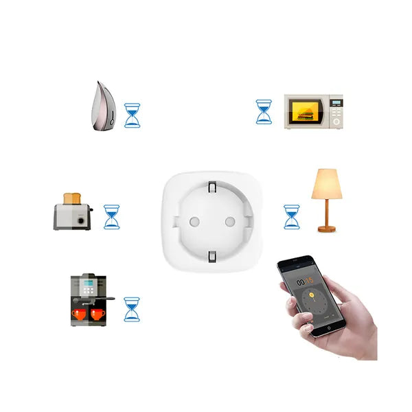 Okos WiFi konnektor 16 A időzítővel, Smart Life hangvezérlés
