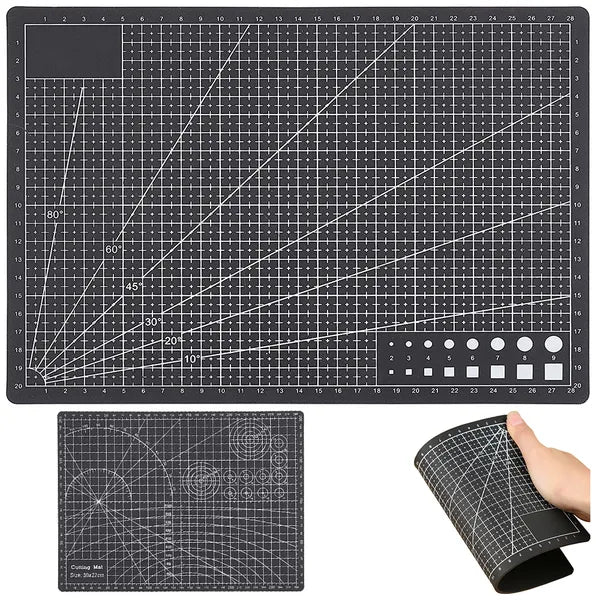 Öngyógyuló vágóalátét A4, 22×30 cm, 3 mm, fekete, kétoldalas