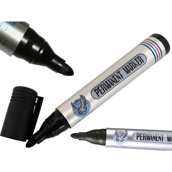 Fekete vízálló permanent marker 2 mm kerek hegy, gyors száradás