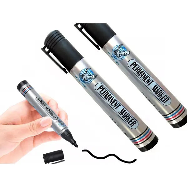 Fekete vízálló permanent marker 2 mm kerek hegy, gyors száradás
