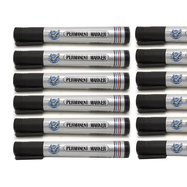 Fekete vízálló permanent marker 2 mm kerek hegy, gyors száradás