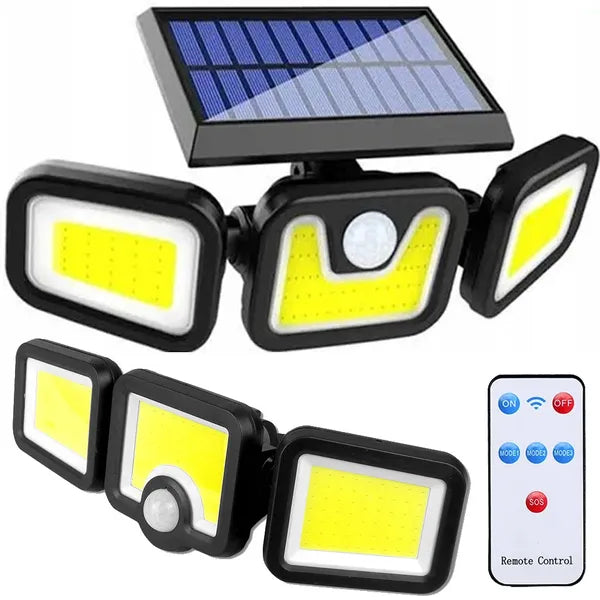 Napelemes 103 COB LED kültéri lámpa, mozgás-/alkonyérzékelő, távirányító, IP67