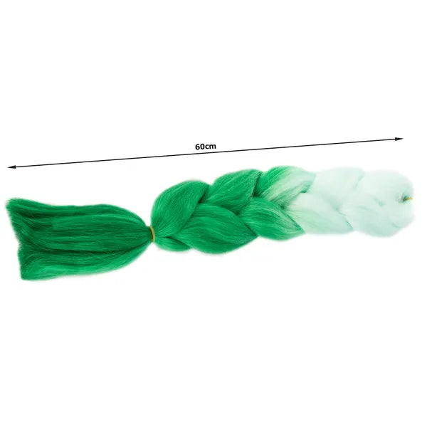 Szintetikus ombre hajfonat, zöld átmenetes, 120 cm