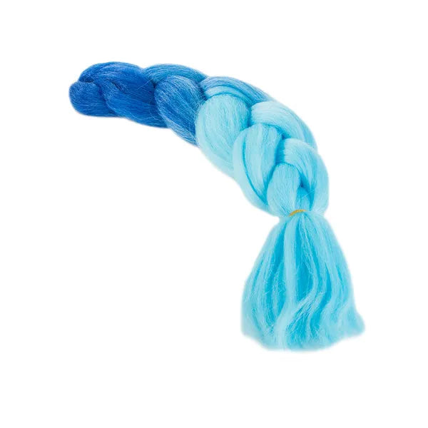 Szintetikus ombre fonott hajkiegészítő, kék, 120 cm