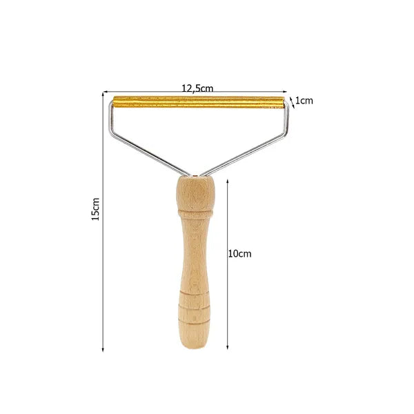 Kézi textilborotva fa nyéllel, 15 cm, szösz- és szőreltávolító
