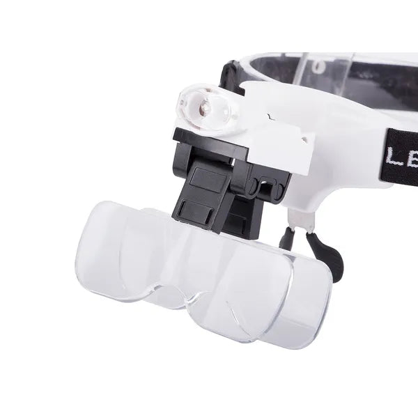 Fejpántos nagyító 2 LED-del, 5 cserélhető lencse (1–3,5×)