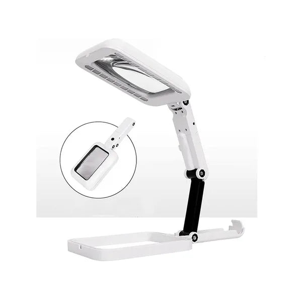 Asztali 3× nagyító 6×10,5 cm lencsével, 18 LED, USB/AAA, összecsukható