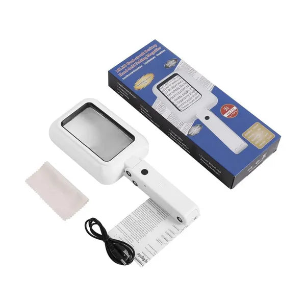 Asztali 3× nagyító 6×10,5 cm lencsével, 18 LED, USB/AAA, összecsukható