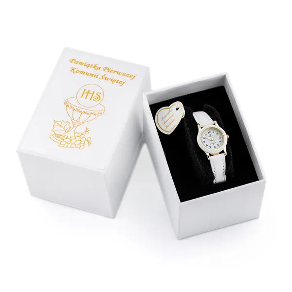 Gyermek karóra elsőáldozásra, Perfect LP195-03, fehér-arany, quartz, 24 mm